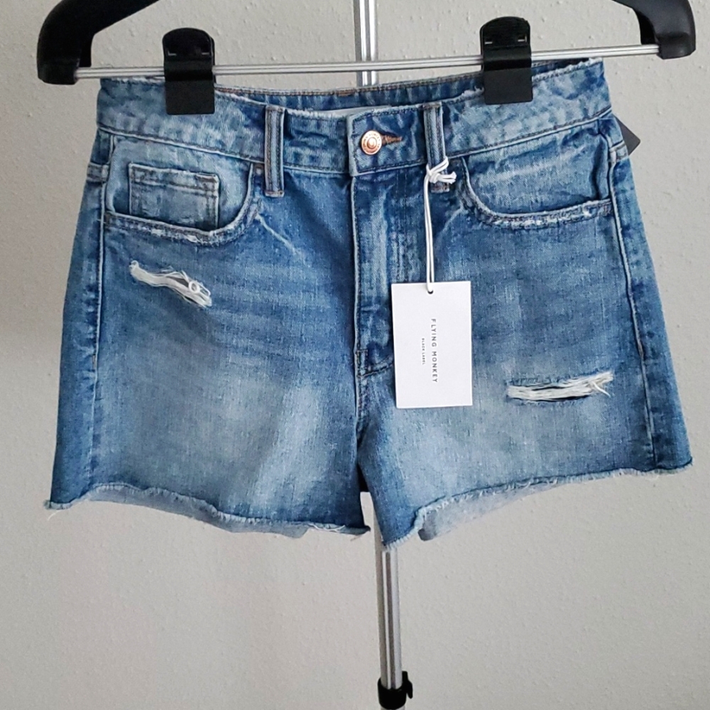 Flying Monkey - Mid-Rise Stretch Short - Size 25 - Denim Blue